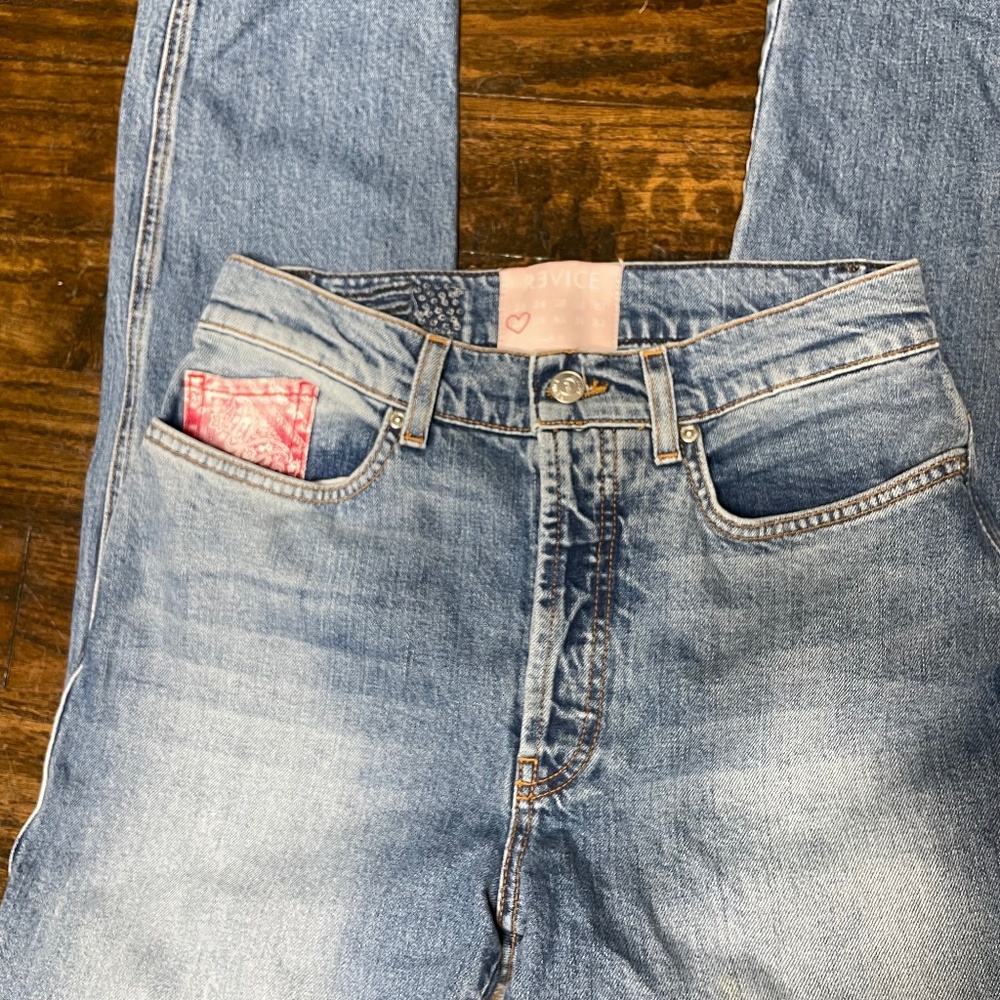 Revice Denim Womens 28 Heart Patch High Waisted ankle jeans Vintage inspired